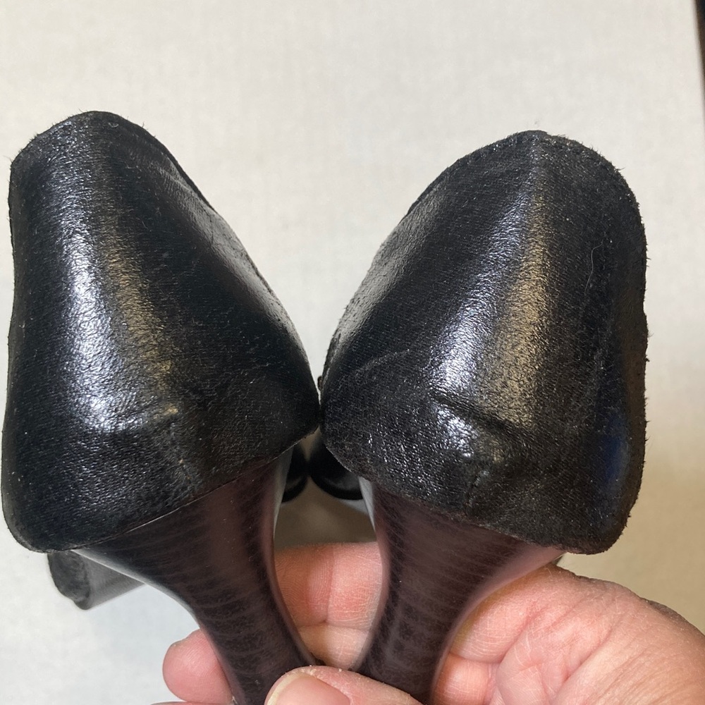 Project Vintage XINNISI Black Gold Bronze Embroidered Beaded Kitten Heels Sz 36 - Picture 6 of 13
